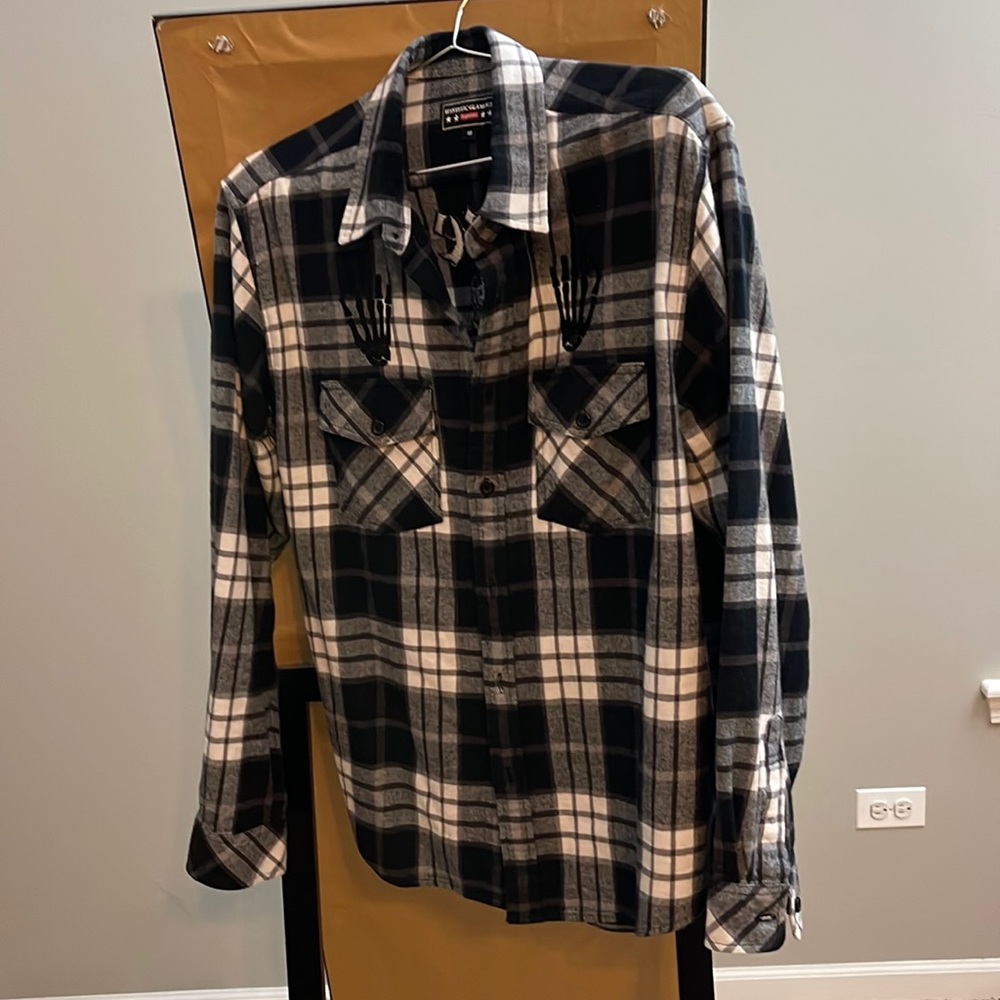 Supreme x Hysteric Glamour Mens Medium Embroidered Flannel Shirt